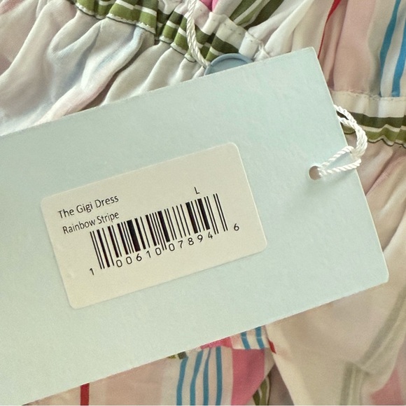 NWT Hill House Rainbow Stripe Gigi Ruffle Tier Mini Dress - Large - Picture 7 of 8